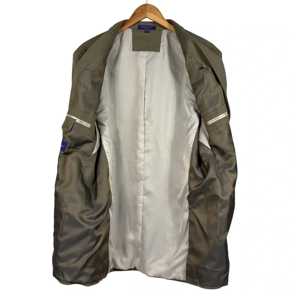 Alan Flusser NWT Khaki Cotton Blend Blazer Jacket Sport Coat Classic Fit Men 44L